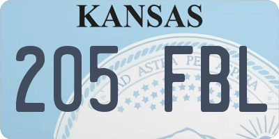 KS license plate 205FBL