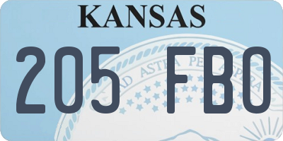 KS license plate 205FBO