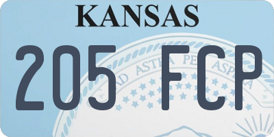 KS license plate 205FCP