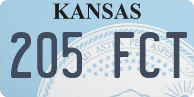 KS license plate 205FCT