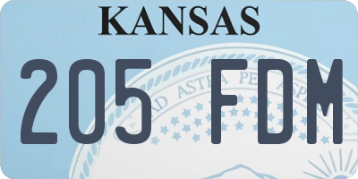 KS license plate 205FDM