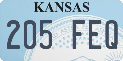 KS license plate 205FEQ