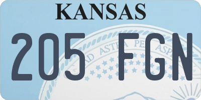 KS license plate 205FGN