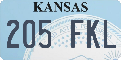 KS license plate 205FKL