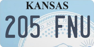 KS license plate 205FNU