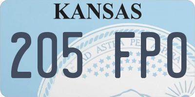 KS license plate 205FPO