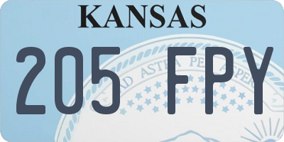 KS license plate 205FPY