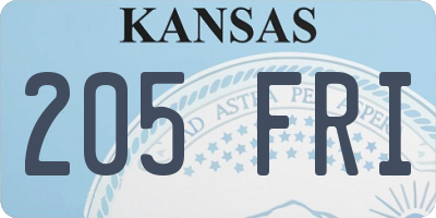 KS license plate 205FRI