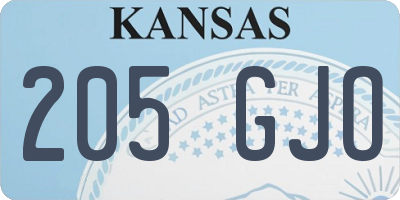 KS license plate 205GJO