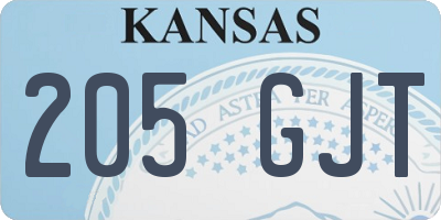 KS license plate 205GJT