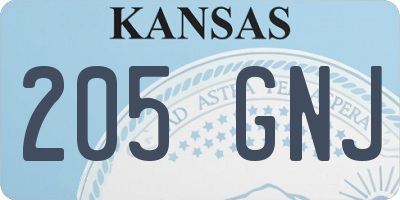 KS license plate 205GNJ