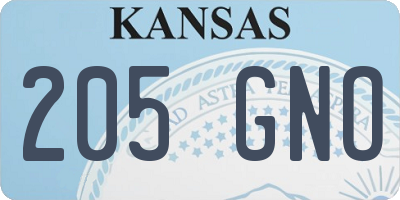 KS license plate 205GNO