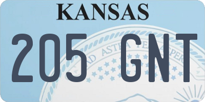 KS license plate 205GNT