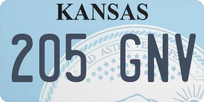 KS license plate 205GNV
