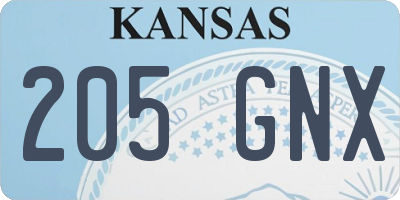 KS license plate 205GNX