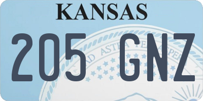 KS license plate 205GNZ