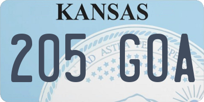 KS license plate 205GOA
