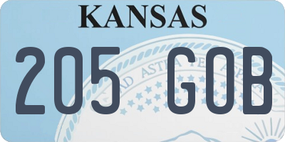 KS license plate 205GOB