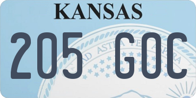 KS license plate 205GOC