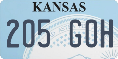 KS license plate 205GOH