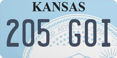 KS license plate 205GOI