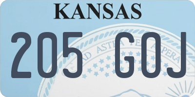 KS license plate 205GOJ