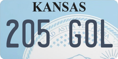 KS license plate 205GOL
