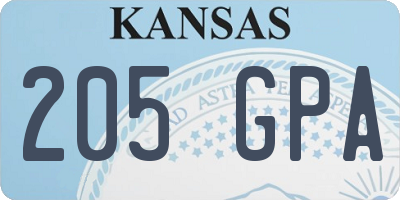 KS license plate 205GPA