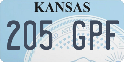 KS license plate 205GPF