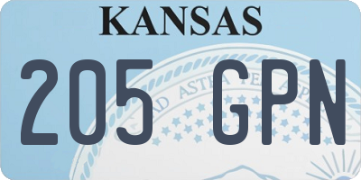 KS license plate 205GPN