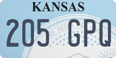 KS license plate 205GPQ