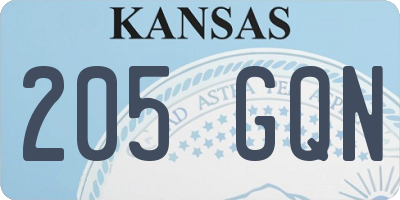 KS license plate 205GQN