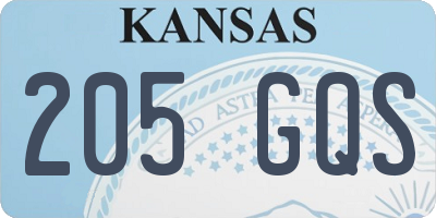 KS license plate 205GQS