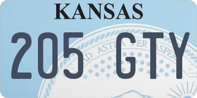 KS license plate 205GTY