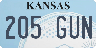 KS license plate 205GUN