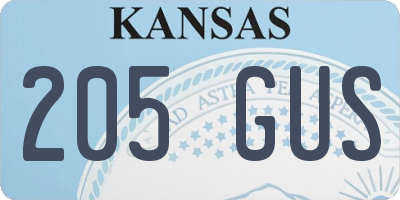 KS license plate 205GUS