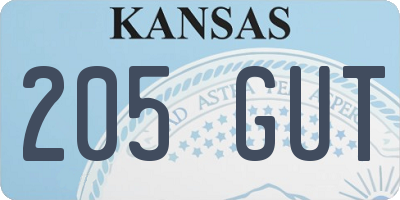 KS license plate 205GUT