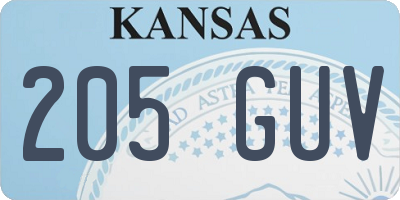 KS license plate 205GUV