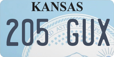 KS license plate 205GUX