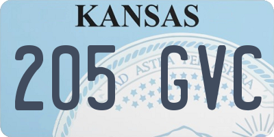 KS license plate 205GVC