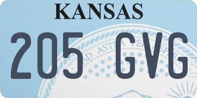 KS license plate 205GVG