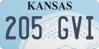 KS license plate 205GVI
