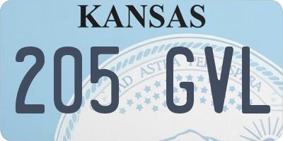 KS license plate 205GVL