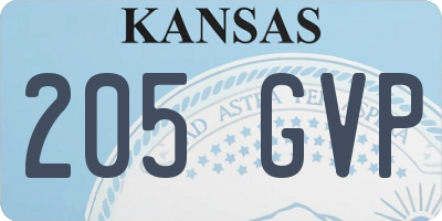 KS license plate 205GVP