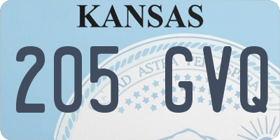KS license plate 205GVQ