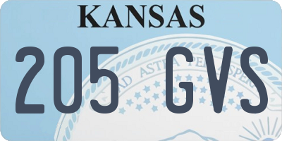 KS license plate 205GVS