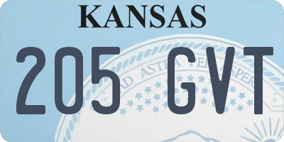 KS license plate 205GVT