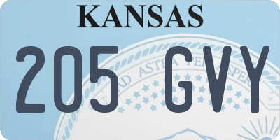 KS license plate 205GVY