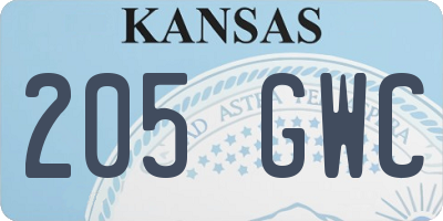 KS license plate 205GWC