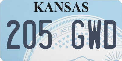 KS license plate 205GWD